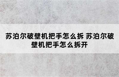 苏泊尔破壁机把手怎么拆 苏泊尔破壁机把手怎么拆开